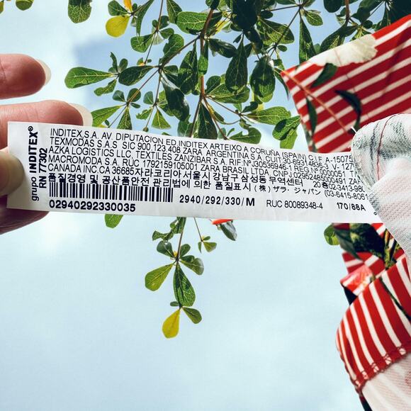 NWT - Zara Striped and Floral Print Ruched Sleeve Top Shirt Multicolor Women's - Picture 5 of 5